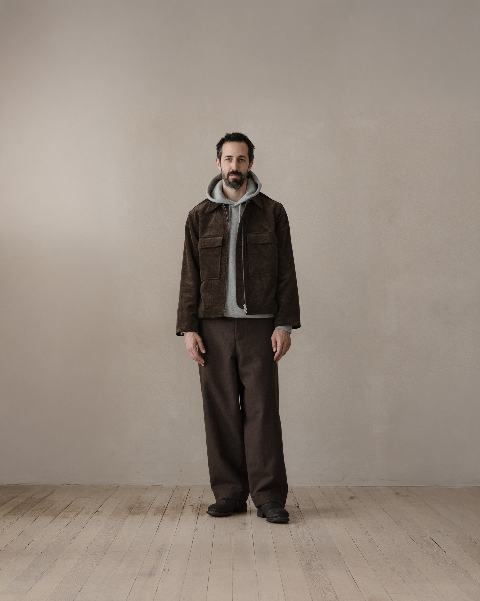 Zip Jacket - Sumi Ink Corduroy, Brown – evan kinori
