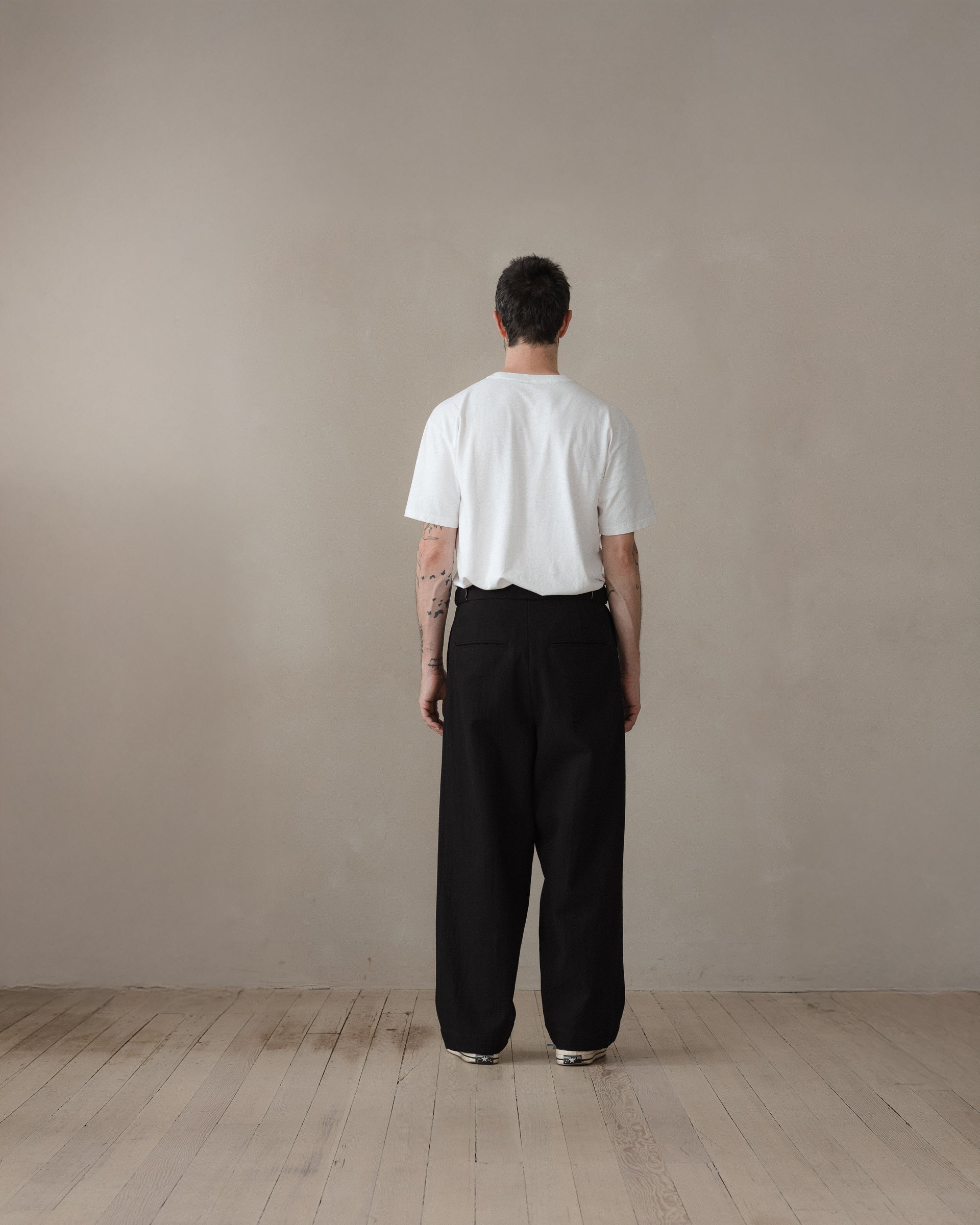 Flat Front Pant - Cotton Kersey, Black – evan kinori