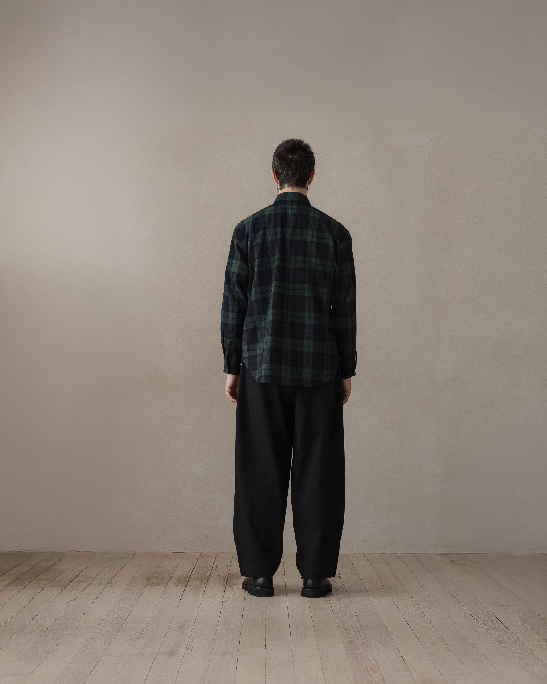 Big Shirt - Irish Wool Check, Black/Navy/Green – evan kinori