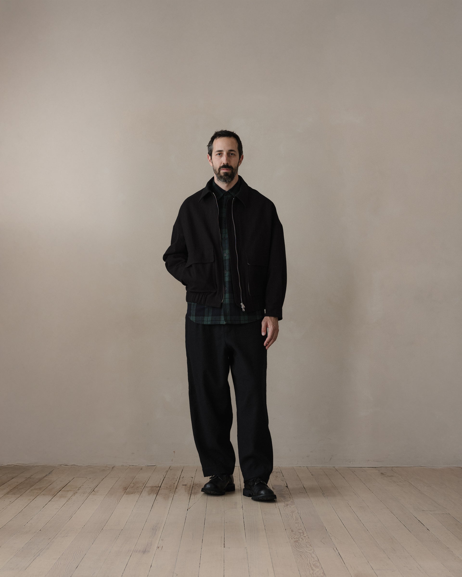 Zip Jacket Two - Cotton Kersey, Black – evan kinori