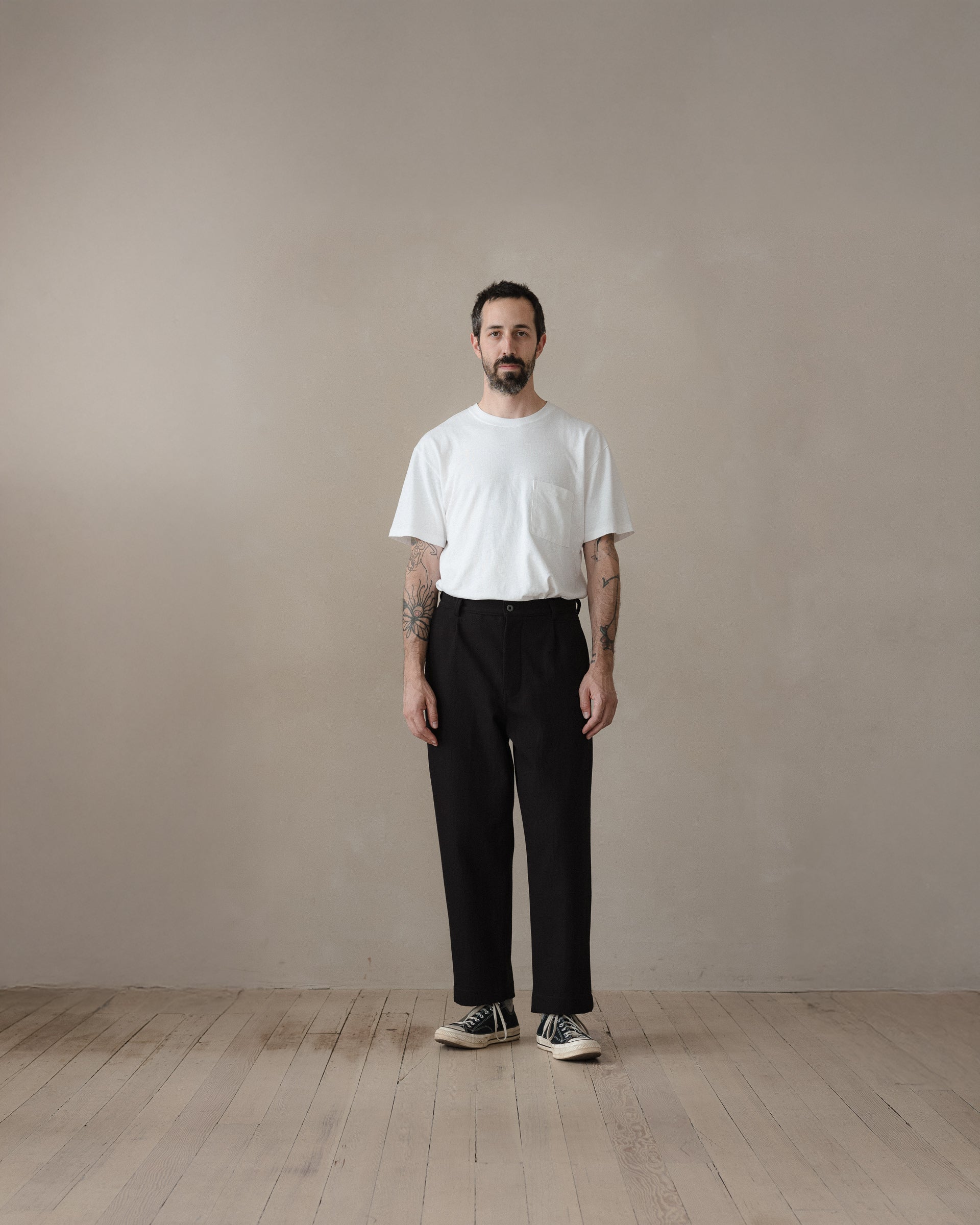 Single Pleat Pant - Cotton Kersey, Black – evan kinori