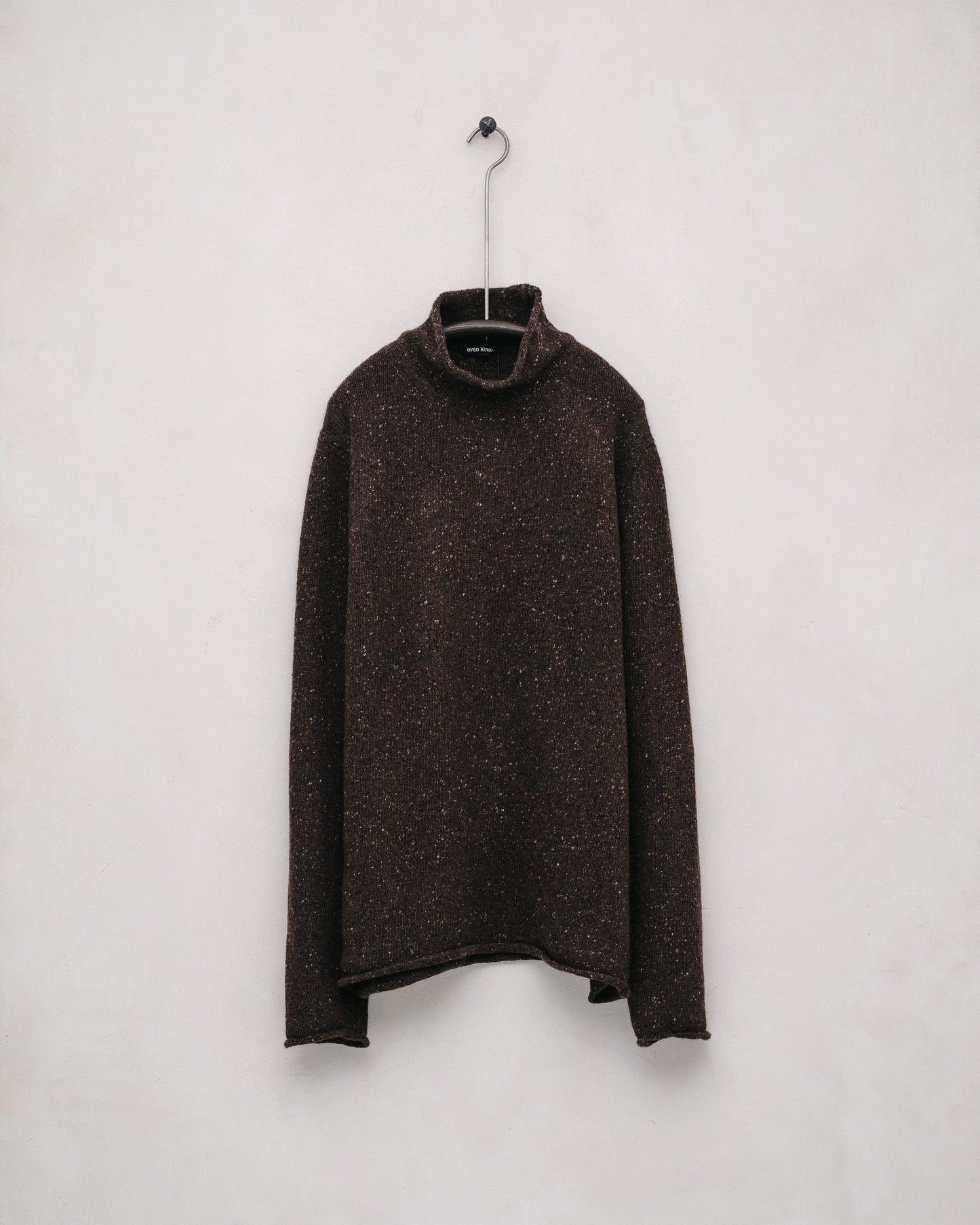 Rollneck Sweater - Cashmere/Wool Tweed, Brown Donegal