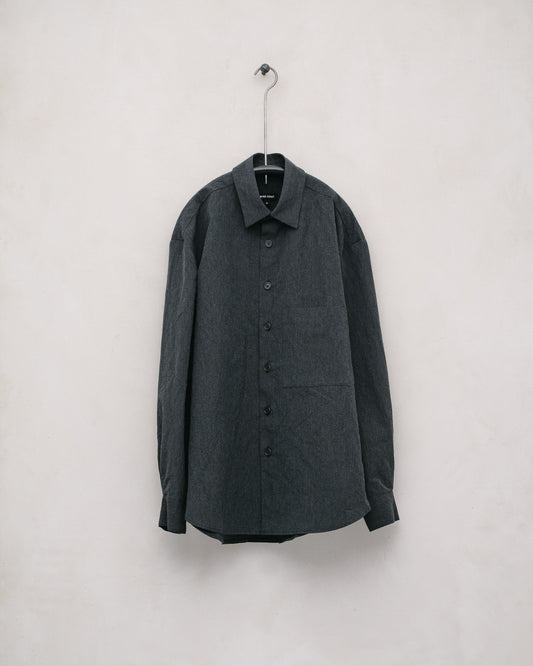 Big Shirt Two - Tonal Cotton/Linen Stripe, Charcoal