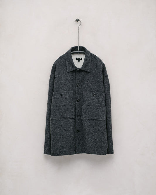 Field Shirt Two - Brushed Wool/Cotton Houndstooth, Grey/Black