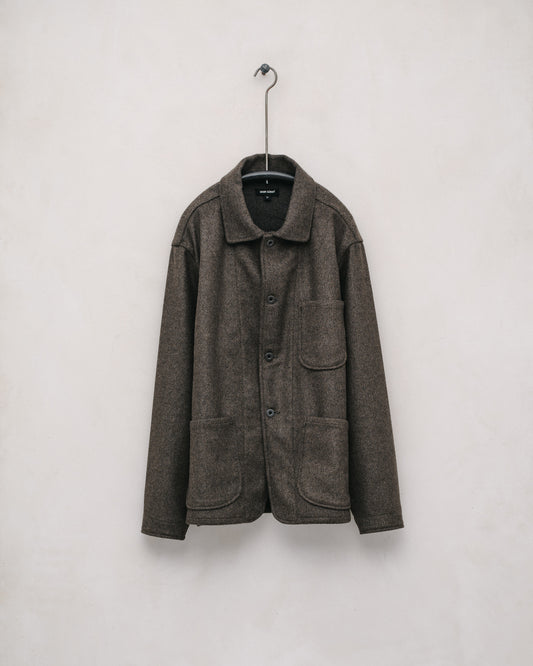 Three Pocket Jacket - Brushed Cashmere/Wool Twill, Olive/Black