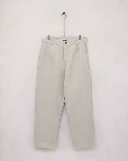 Single Pleat Pant - Tumbled Hemp Canvas