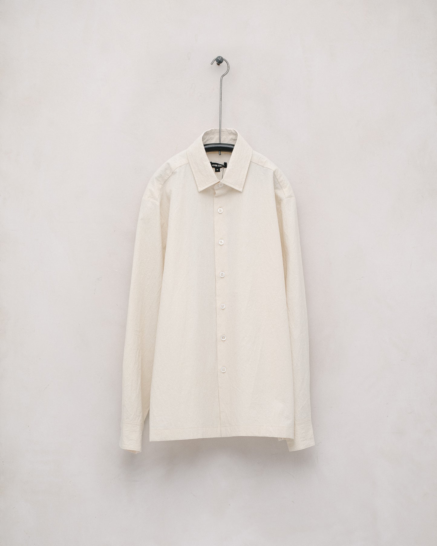 Flat Hem Shirt - Cotton/Wool Typewriter Cloth, Off-White