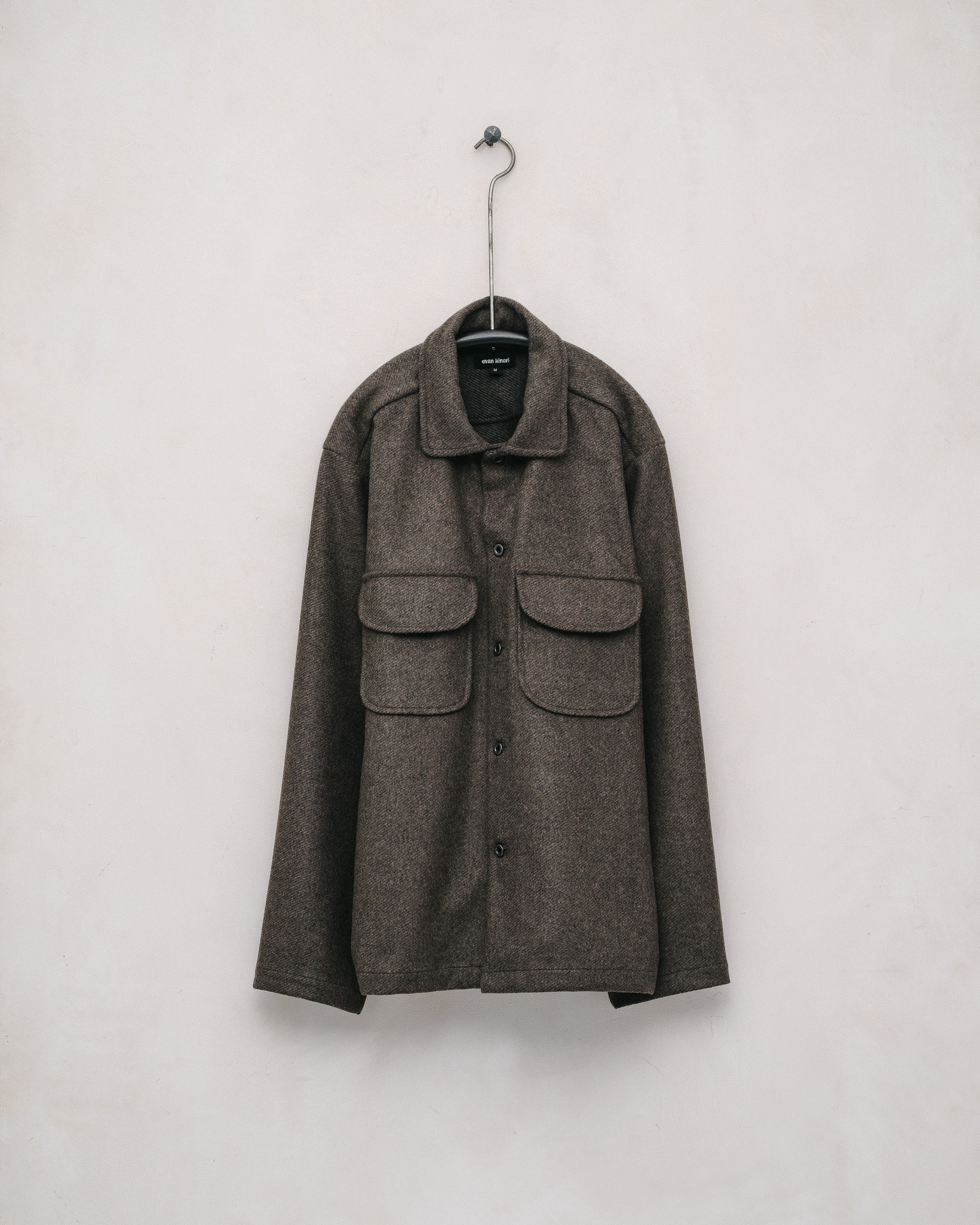 Three Pocket Jacket - Brushed Cashmere/Wool Twill, Olive/Black – evan kinori