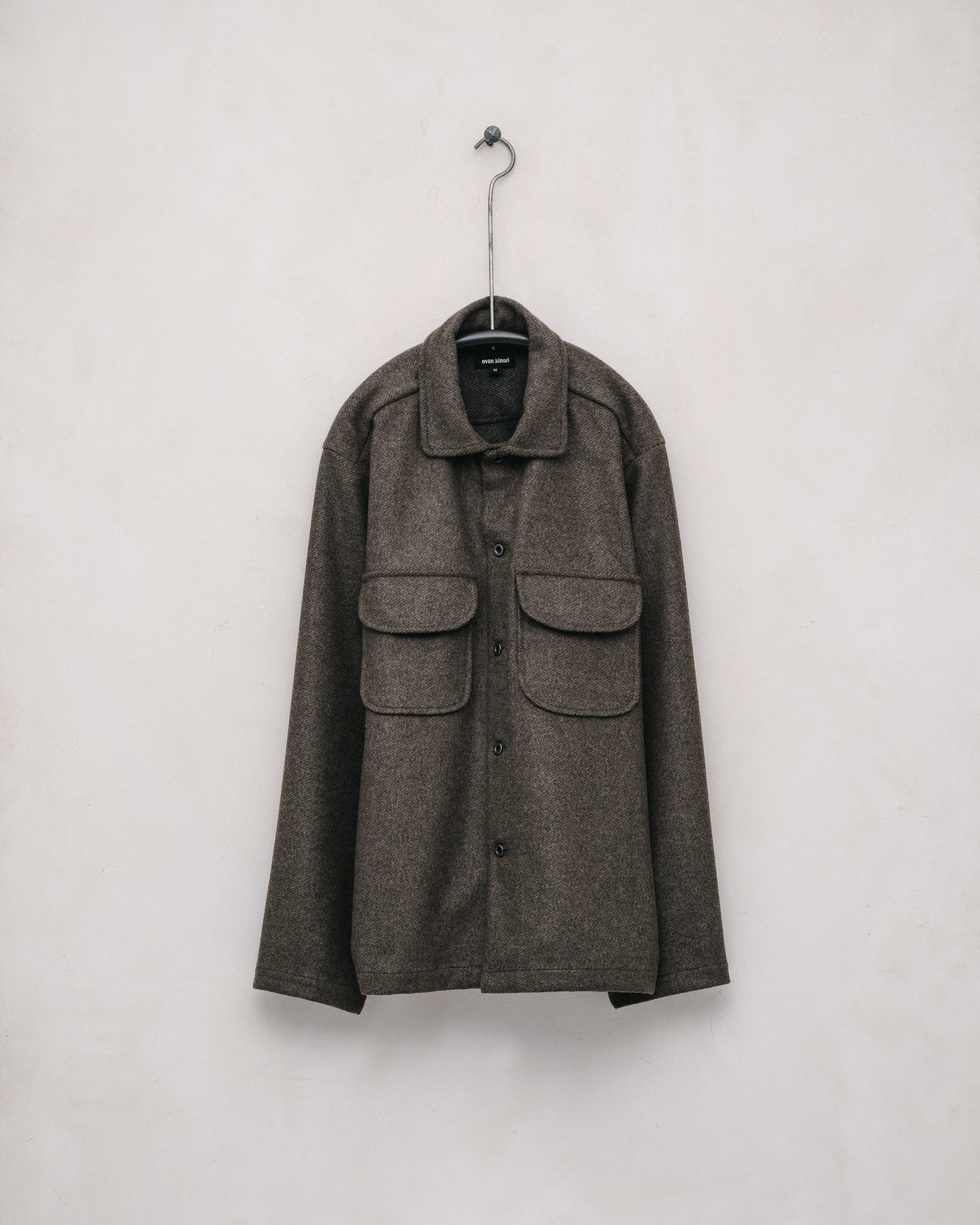 Field Shirt - Brushed Cashmere/Wool Twill, Olive/Black