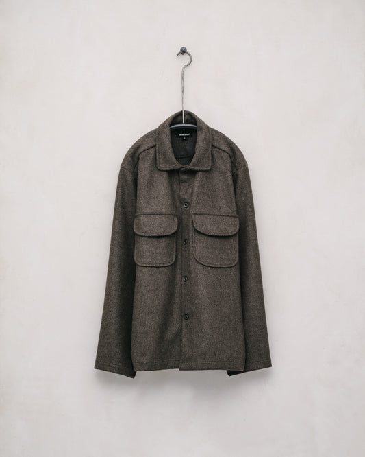 Field Shirt - Brushed Cashmere/Wool Twill, Olive/Black