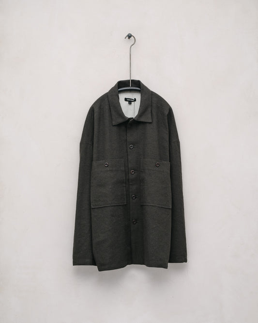 Field Shirt Two - Silk/Wool/Linen Twill, Loden