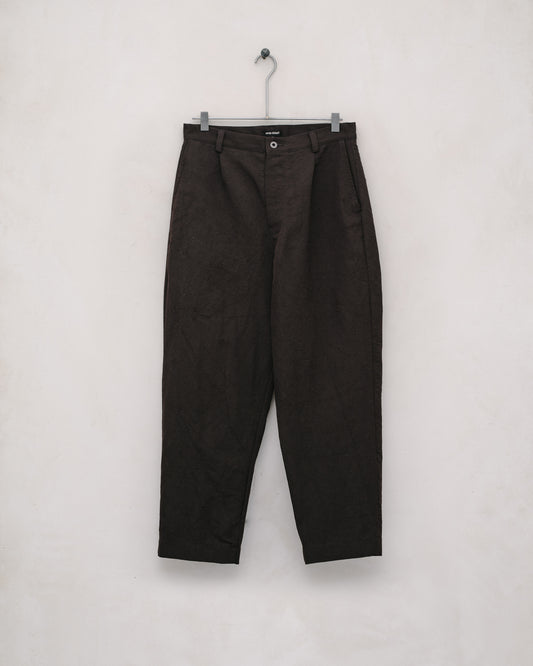 Single Pleat Pant - Wool/Linen/Hemp Gabardine, Brown