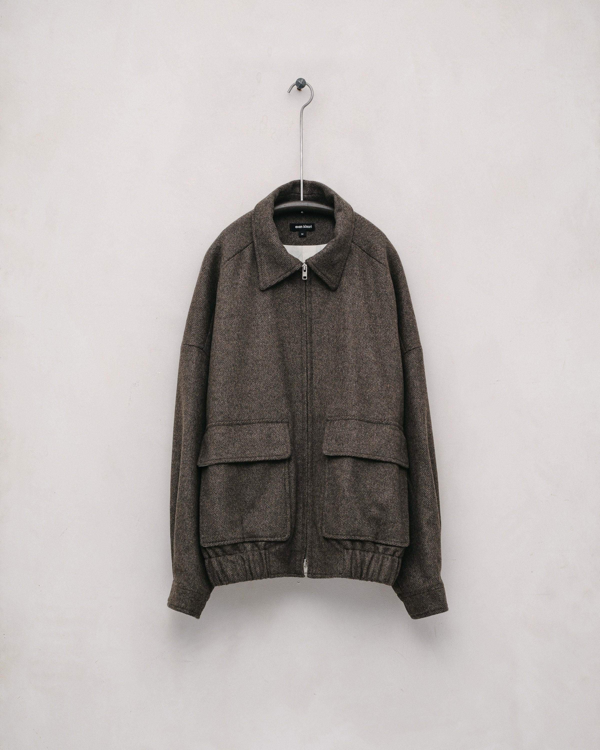 Three Pocket Jacket - Brushed Cashmere/Wool Twill, Olive/Black – evan kinori