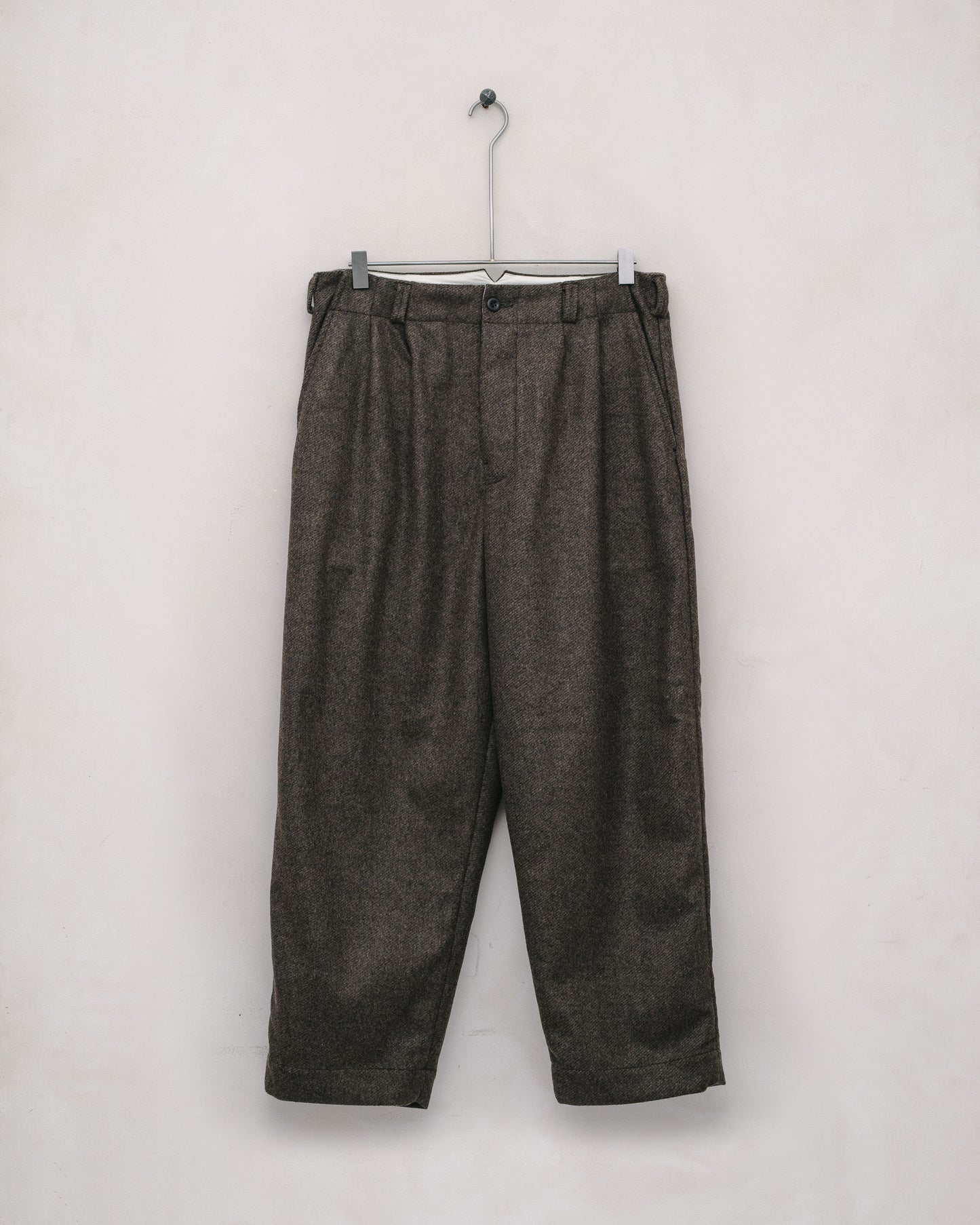 Two Pleat Pant - Brushed Cashmere/Wool Twill, Olive/Black