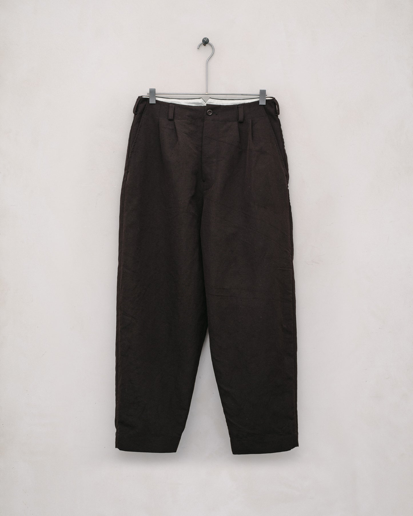 Two Pleat Pant - Wool/Linen/Hemp Gabardine, Brown