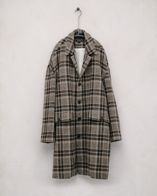 Big Coat - Yarn Dyed Wool Check, Beige/Brown