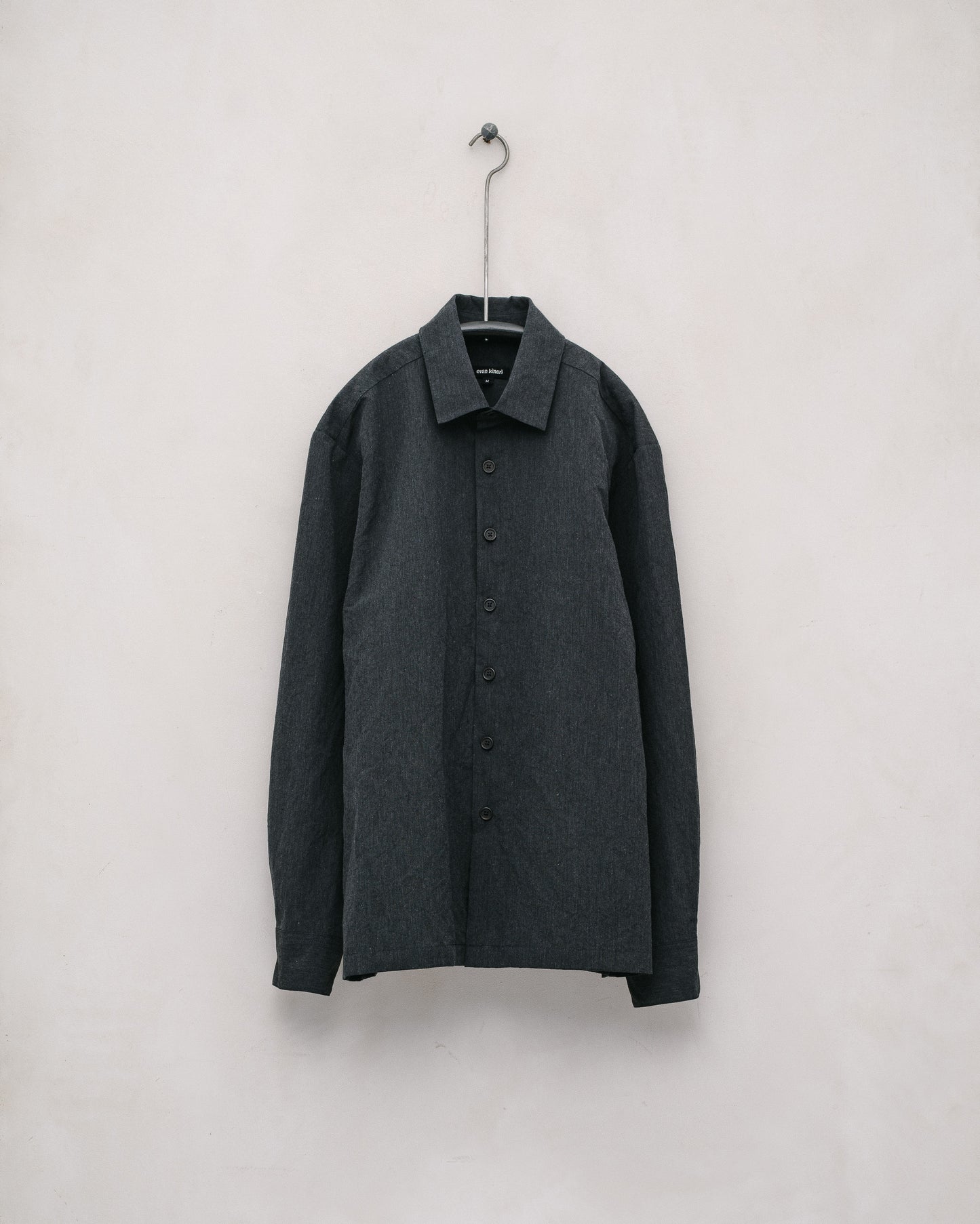 Flat Hem Shirt - Tonal Cotton/Linen Stripe, Charcoal