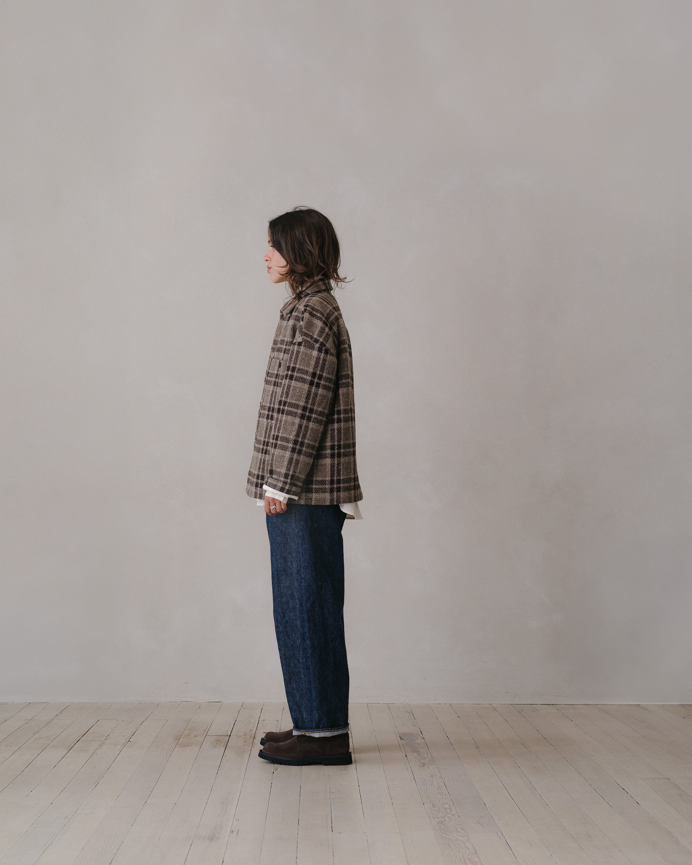 Field Shirt Two - Yarn Dyed Wool Check, Beige/Brown – evan kinori