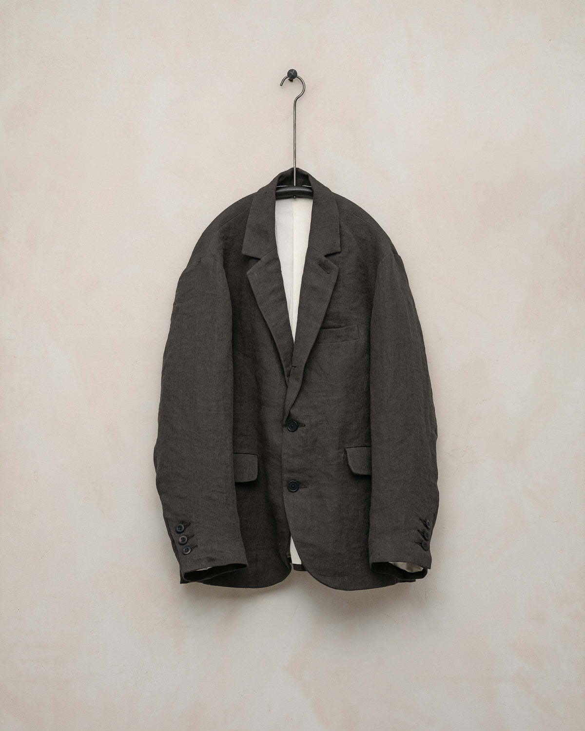 Three Button Jacket - Dobby Weave Hemp, Shale Grey – evan kinori