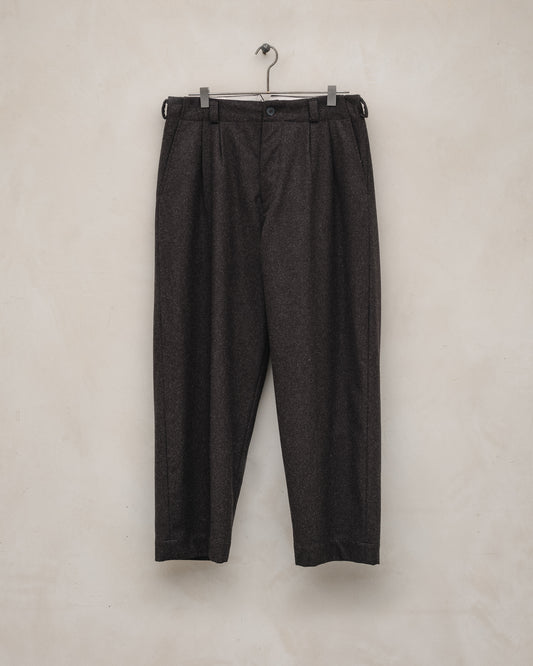 Two Pleat Pant - Fox Merino Wool Flannel, Dark Brown