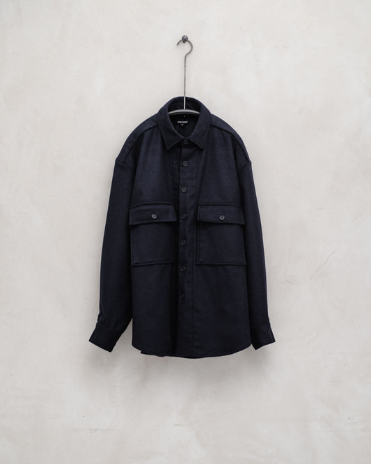 Big Shirt - Brushed Wool/Cashmere Flannel, Navy