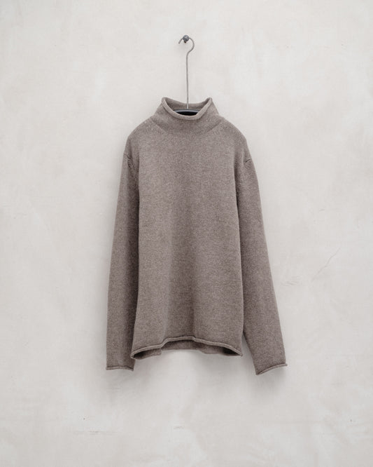 Rollneck Sweater - Cashmere/Lambswool, Dark Beige