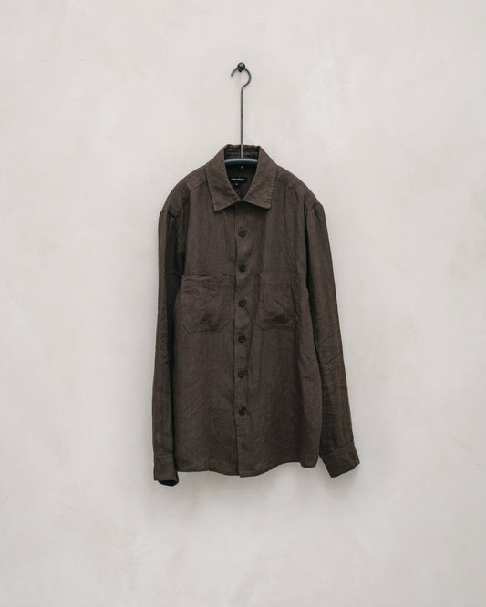 Two Pocket Shirt - Tumbled Linen/Hemp, Brown