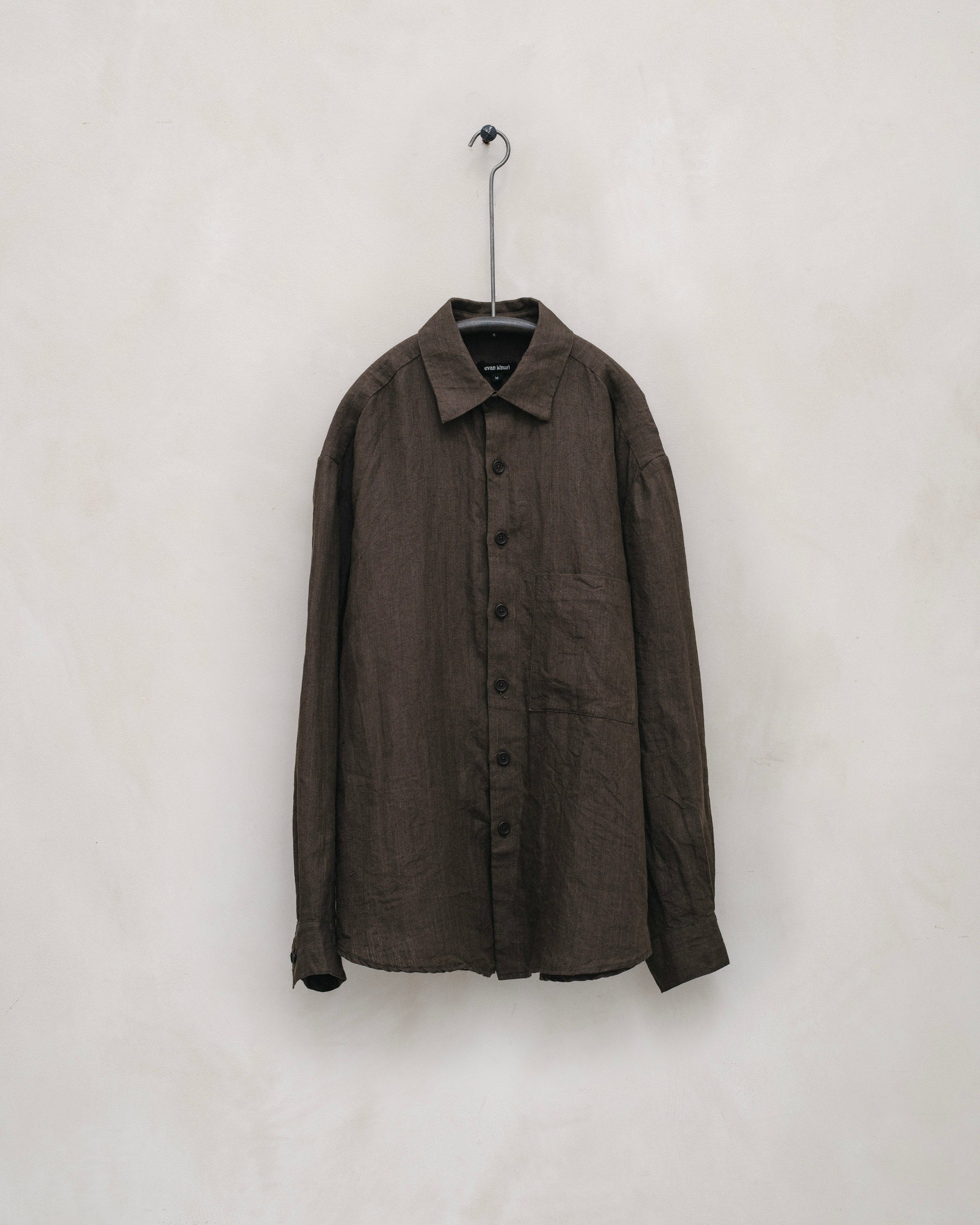 Big Shirt - Tumbled Linen/Hemp, Brown – evan kinori