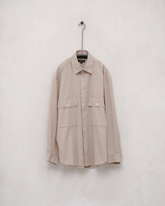 Big Shirt - Lightweight Cotton/Linen Stripe, Beige/Natural