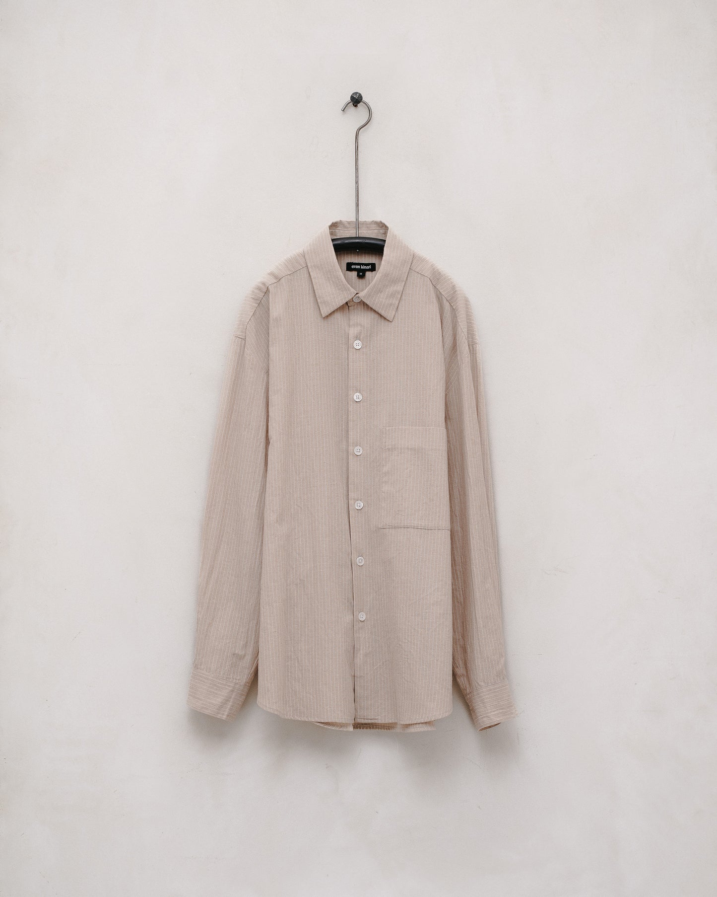 Big Shirt Two - Lightweight Cotton/Linen Stripe, Beige/Natural