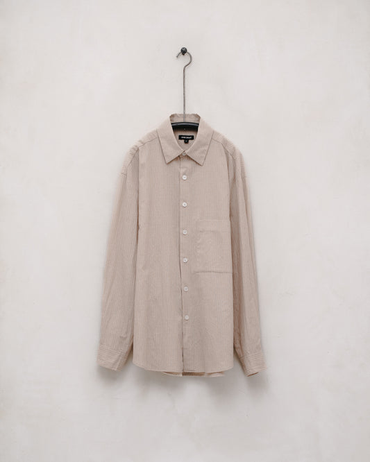 Big Shirt Two - Lightweight Cotton/Linen Stripe, Beige/Natural