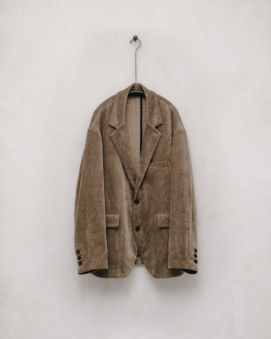 Three Button Jacket - Natural Dye Cotton/Hemp Corduroy, Gallnut/Iron