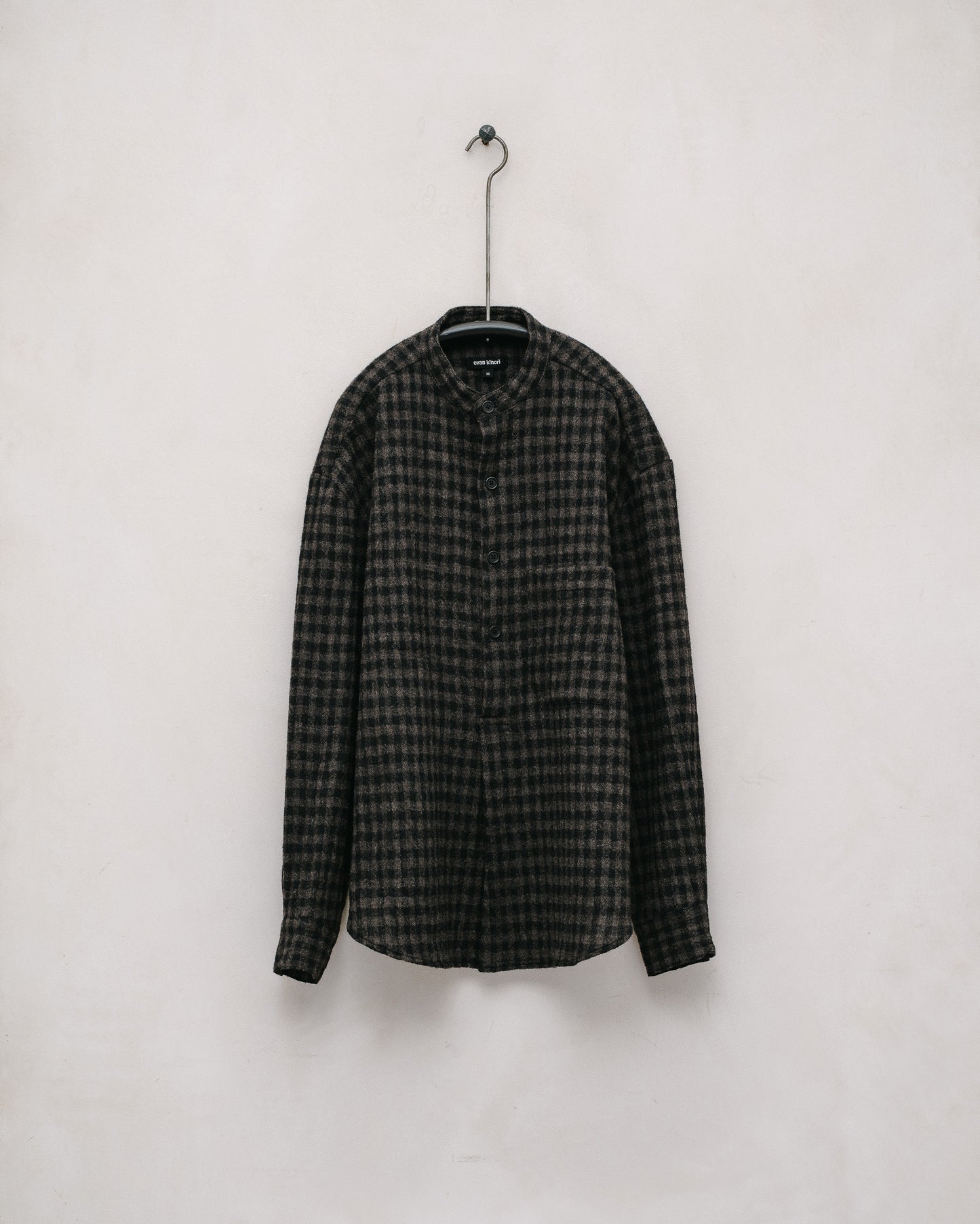 Popover Shirt - Wool Gauze Check, Black/Brown