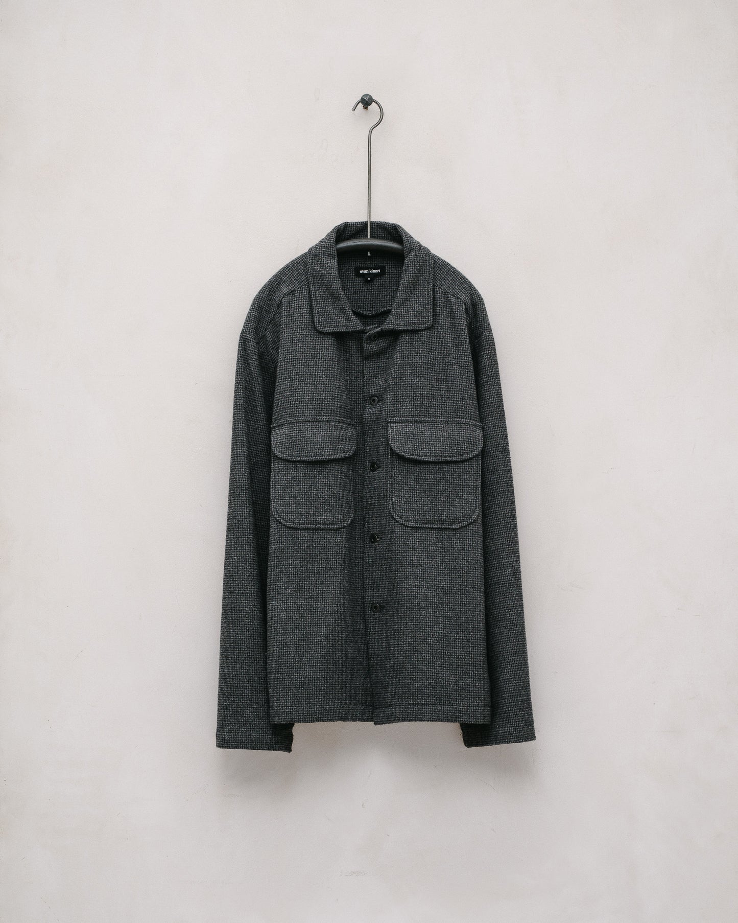 Field Shirt - Brushed Wool/Cotton Houndstooth, Grey/Black