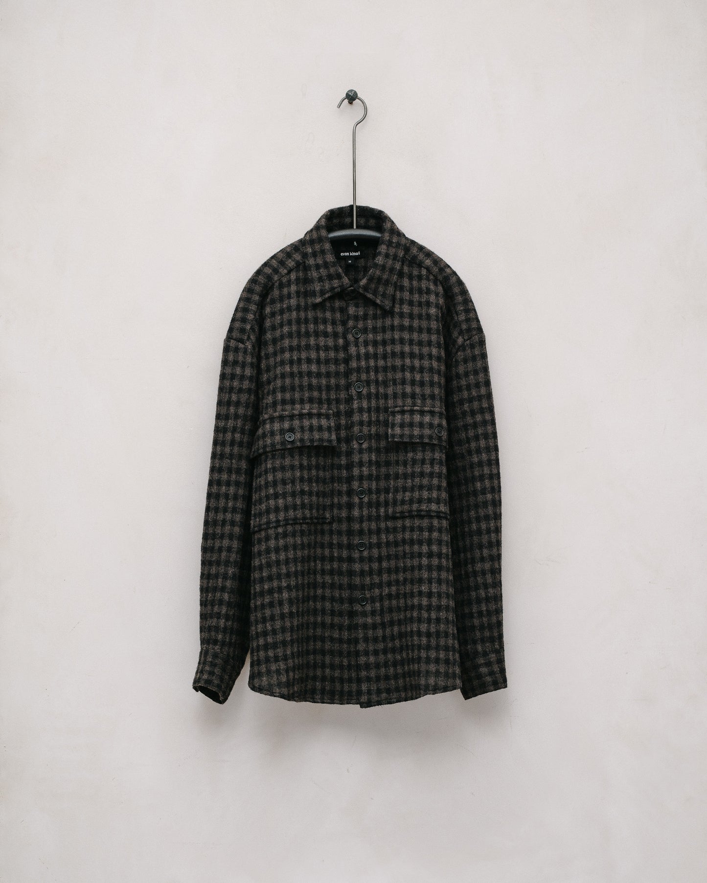 Big Shirt - Wool Gauze Check, Black/Brown