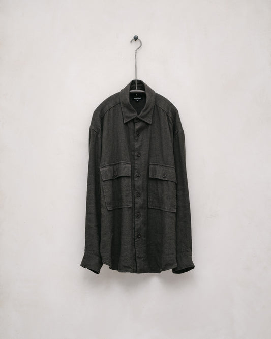 Big Shirt - Silk/Wool/Linen Twill, Loden