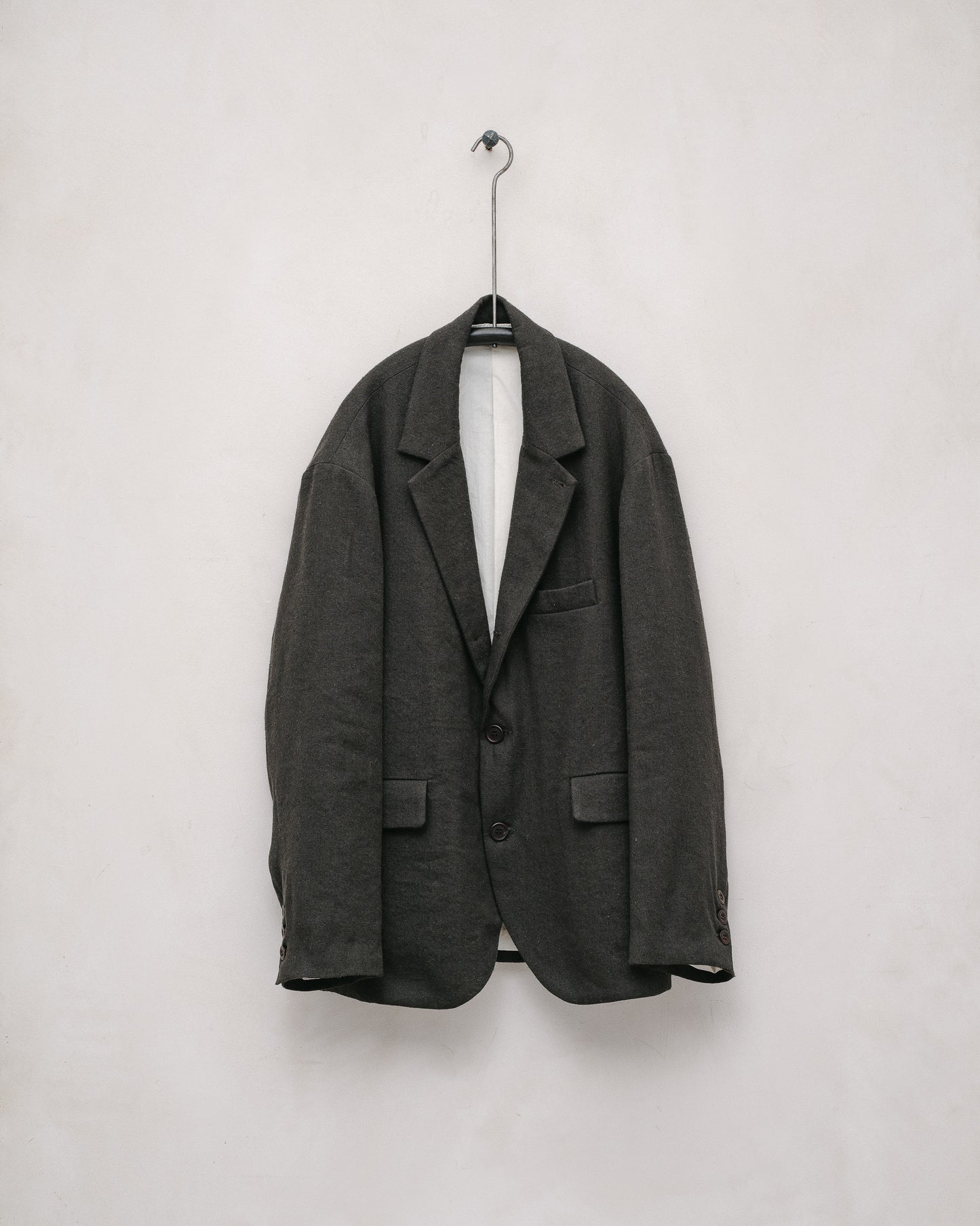 Three Button Jacket - Silk/Wool/Linen Twill, Loden