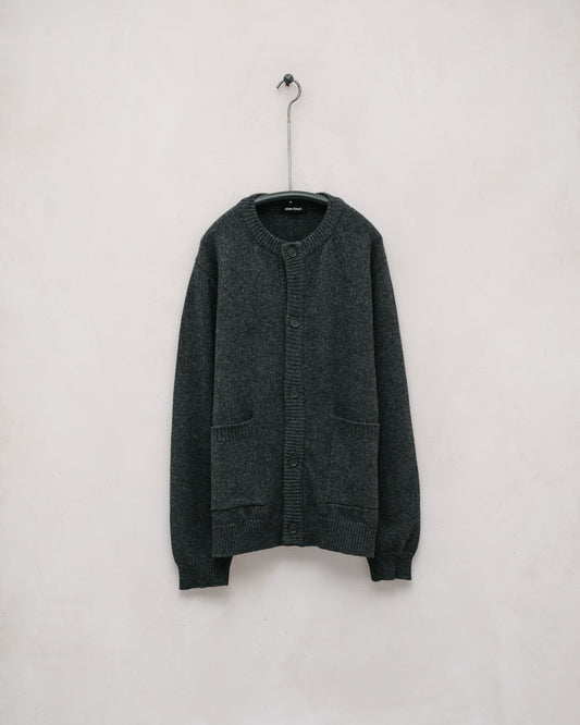 Crewneck Cardigan - Cashmere/Lambswool, Charcoal