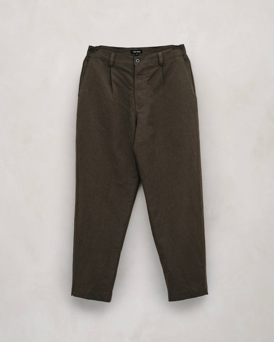 Single Pleat Pant - Cotton/Linen Summercloth, Olive