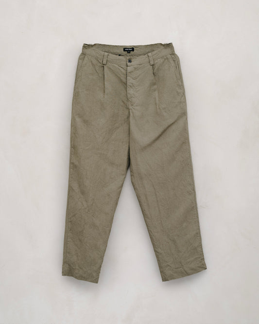 Single Pleat Pant - Tumbled Linen, Dark Beige