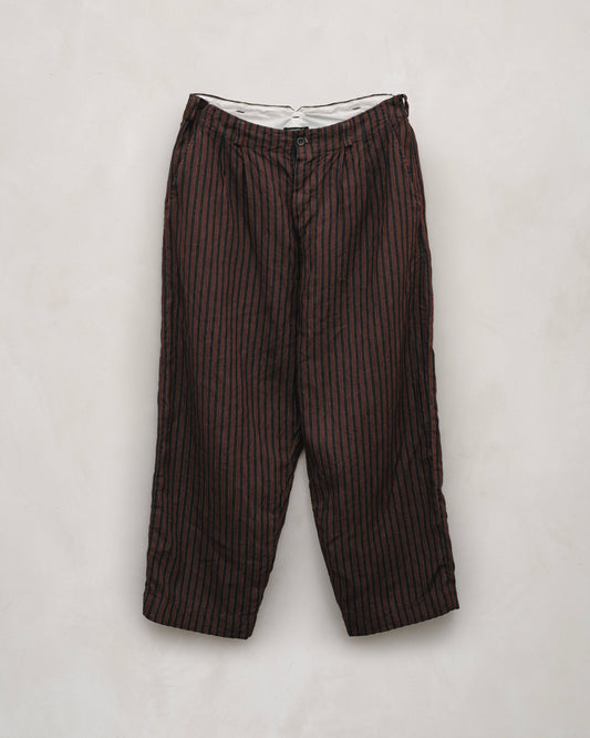 Two Pleat Pant - Yarn Dyed Linen Stripe, Navy/Red