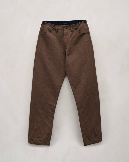 Four Pocket Pant - Logwood Washi/Cotton Twill, Natural Dye Brown