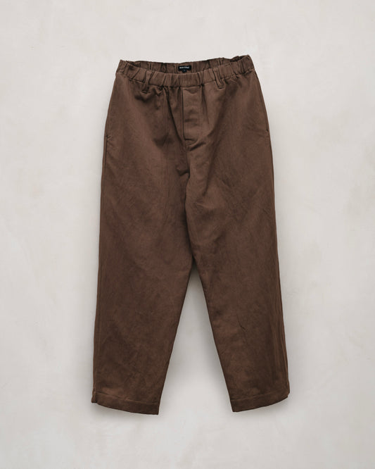 Elastic Pant - Logwood Washi/Cotton Twill, Natural Dye Brown