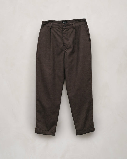 Single Pleat Pant - Fox Worsted Wool Puppytooth, Brown