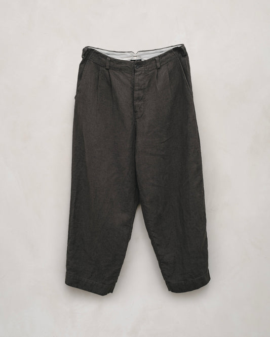 Two Pleat Pant - Butcher Linen, Anthracite