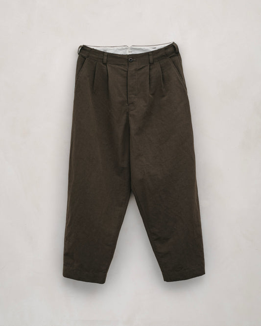 Two Pleat Pant - Cotton/Linen Summercloth, Olive
