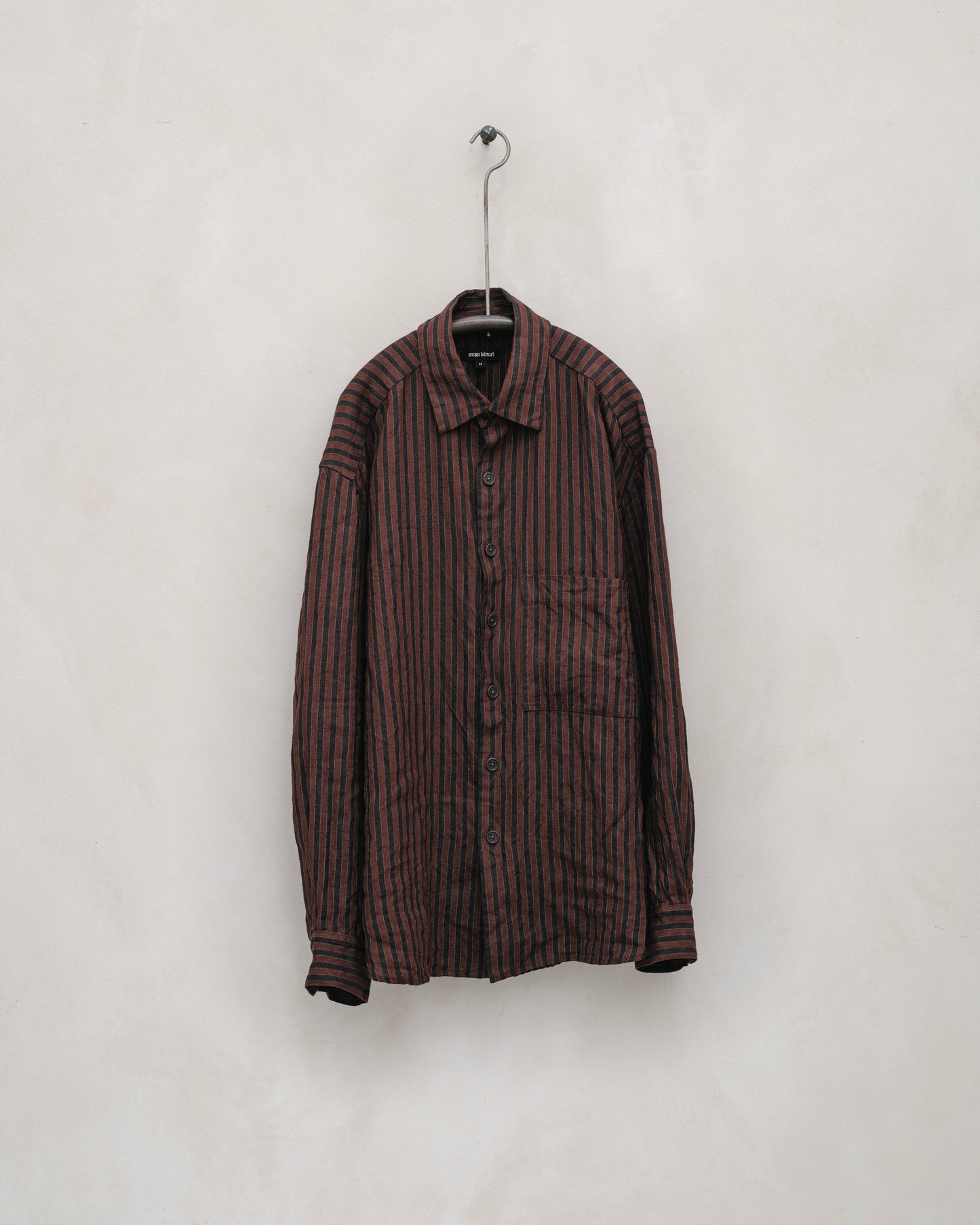 Big Shirt Two - Yarn Dyed Linen Stripe, Navy/Red