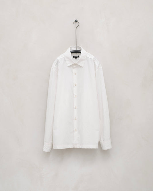 Flat Hem Shirt - Organic Cotton/Hemp Typewriter Cloth, White