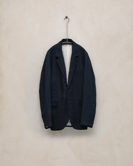 Three Button Jacket - Lightweight Washi Canvas (Natural Indigo), Indigo