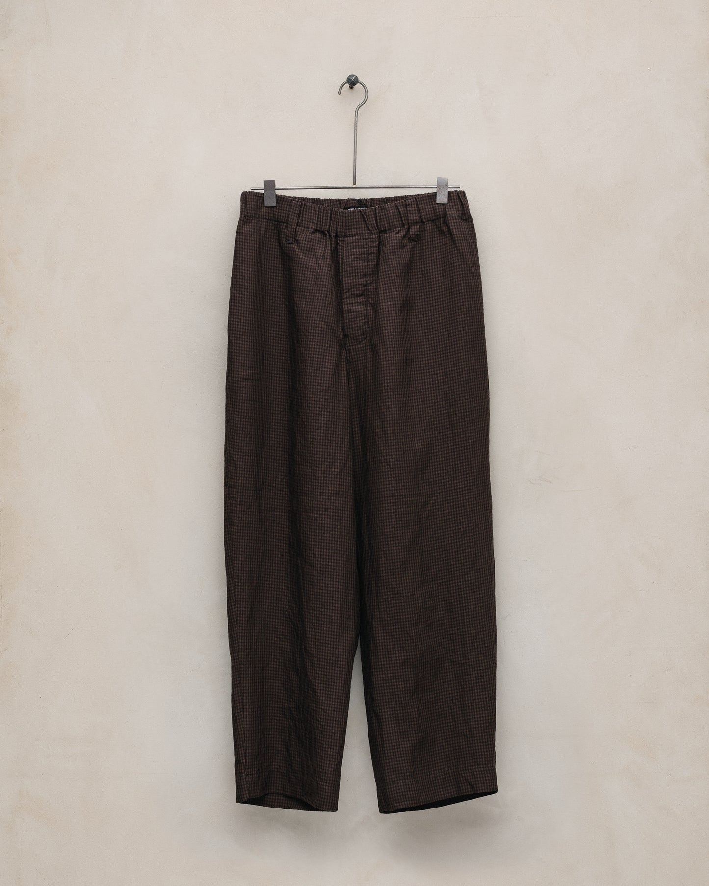 Elastic Pant - Logwood Linen Check, Brown/Black (Logwood Overdye)